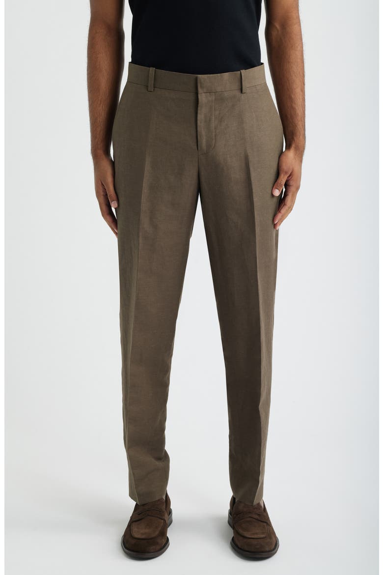 Linen Blend Pants, Main, color, BROWN ACORN