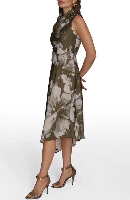 Donna Karan New York Floral Print Asymmetric Midi Dress In Green