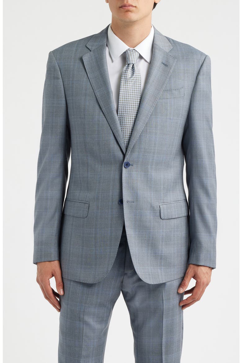 Light Grey Check Virgin Wool Suit, Alternate, color, SOLID DARK GREY