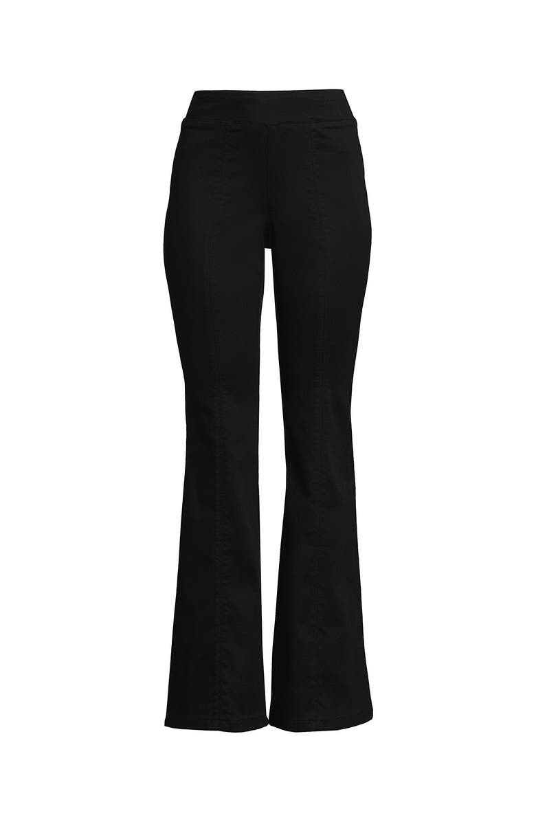 Lands' End Adaptive Lycra High Rise Pull On Flare Jeans, Alternate, color, Black