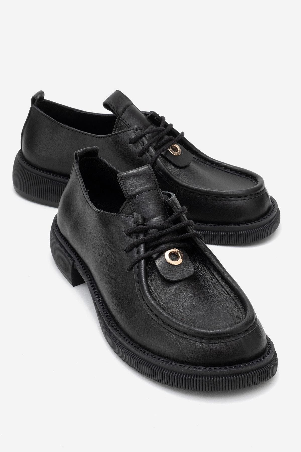 Forever & Always Shoes Band Leather Lace Up Loafer, Main, color, Black