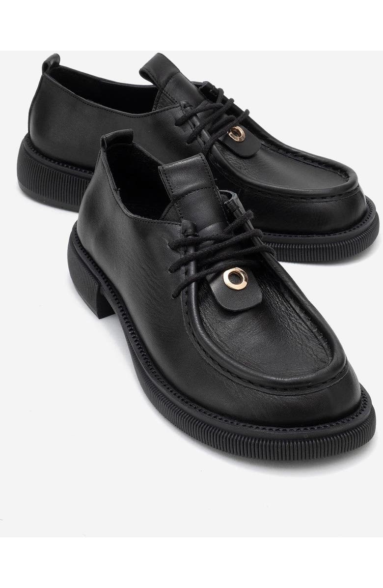 Forever & Always Shoes Band Leather Lace Up Loafer, Main, color, Black