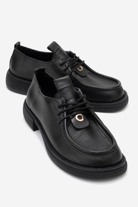 Band Leather Lace Up Loafer (Women)