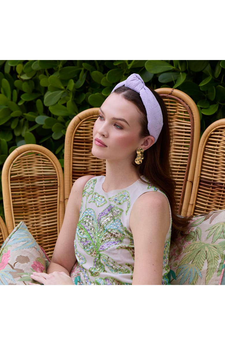 Lele Sadoughi Knotted Eyelet Headband, Alternate, color, Purple