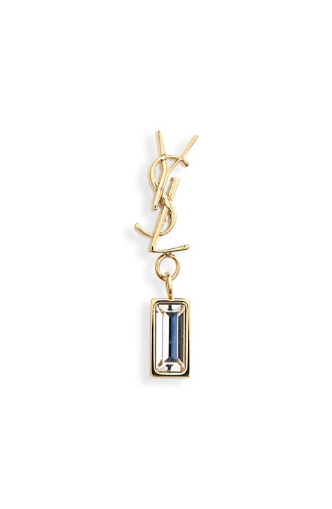 YSL Crystal Baguette Single Drop Earring