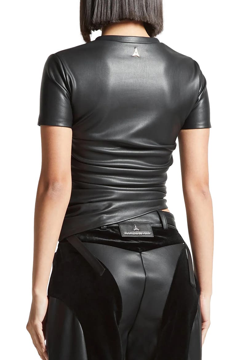 Leather Ruched T-Shirt, Alternate, color, Black