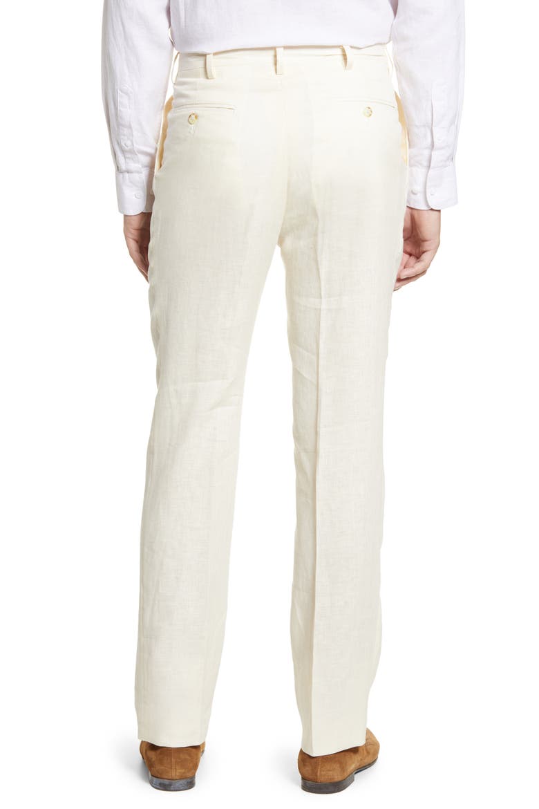 Pleat Front Linen Pants, Alternate, color, CREAM