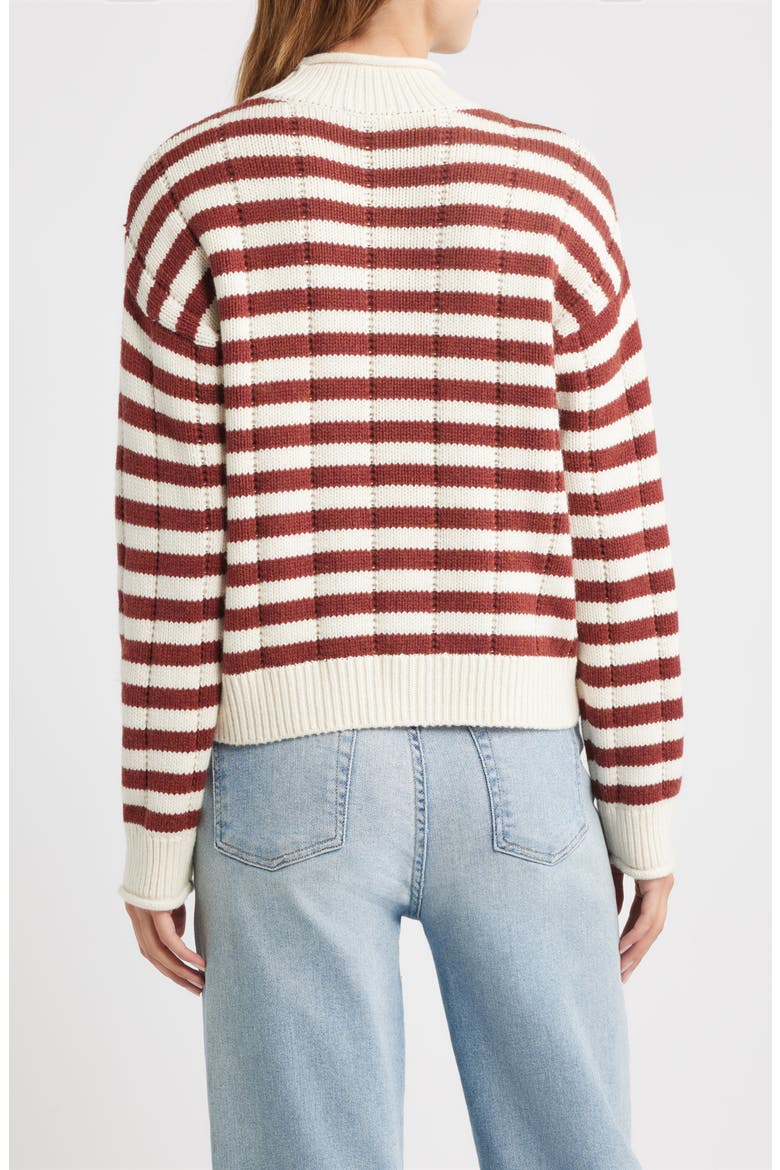 Corrine Stripe Mock Neck Sweater, Alternate, color, IVORY RUSSET STRIPE
