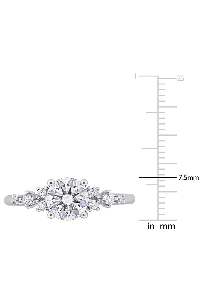 Moissanite Cluster Engagement Ring Sterling Silver, Alternate, color, Sterling Silver