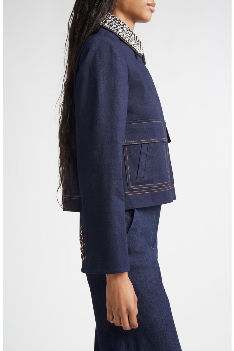 Barrington Crystal Collar Denim Jacket, Alternate, color, MIDNIGHT WASH