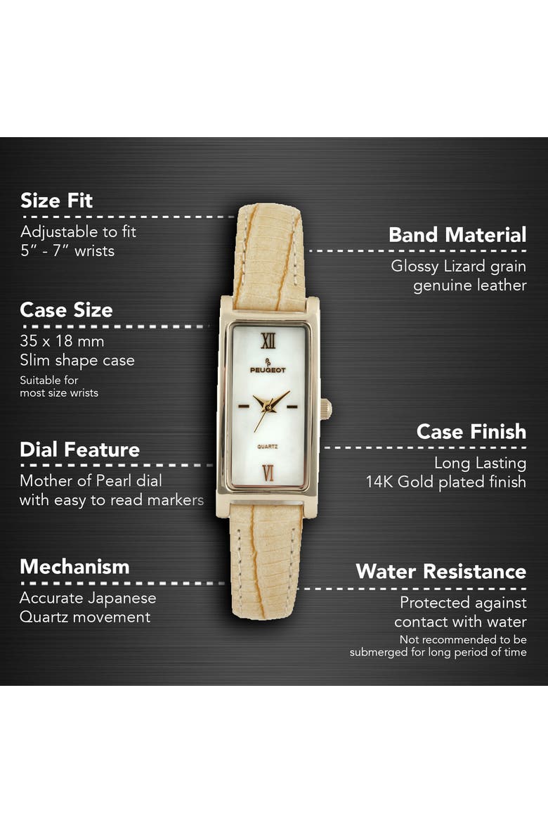 Everyday Rectangular Tan Glossy Leather Watch- 35x18MM, Alternate, color, Tan