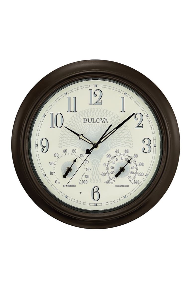 Weather Master Outdoor Wall Clock, 18" Diameter, Black, Main, color, Black
