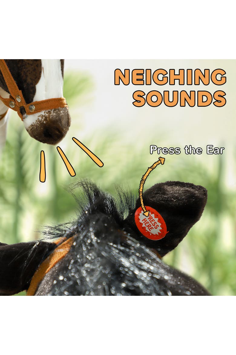Kids Ride-on Horse, Stuffed, Neighing Sound, Padding, Alternate, color, Brown
