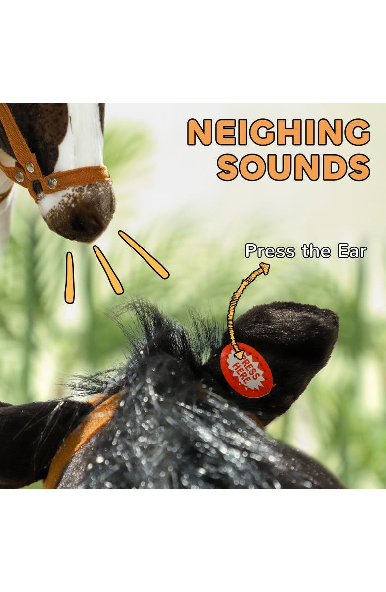 Qaba Kids Ride-on Horse, Stuffed, Neighing Sound, Padding, Alternate, color, Brown