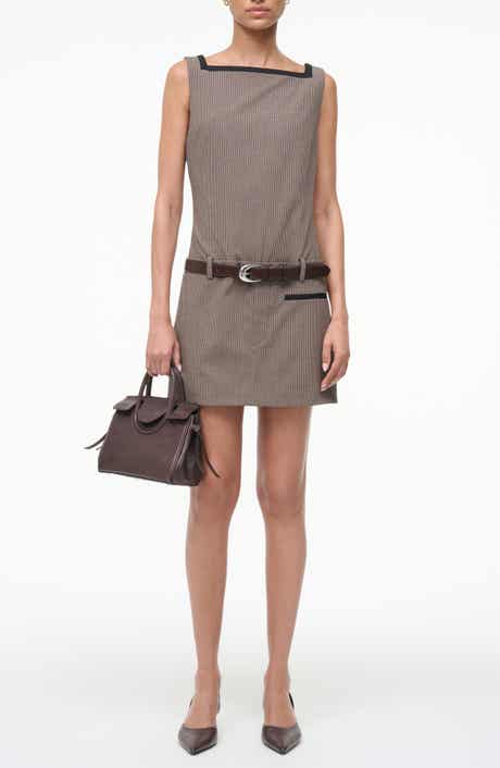 STAUD Skyla Sleeveless Drop Waist Sheath Minidress