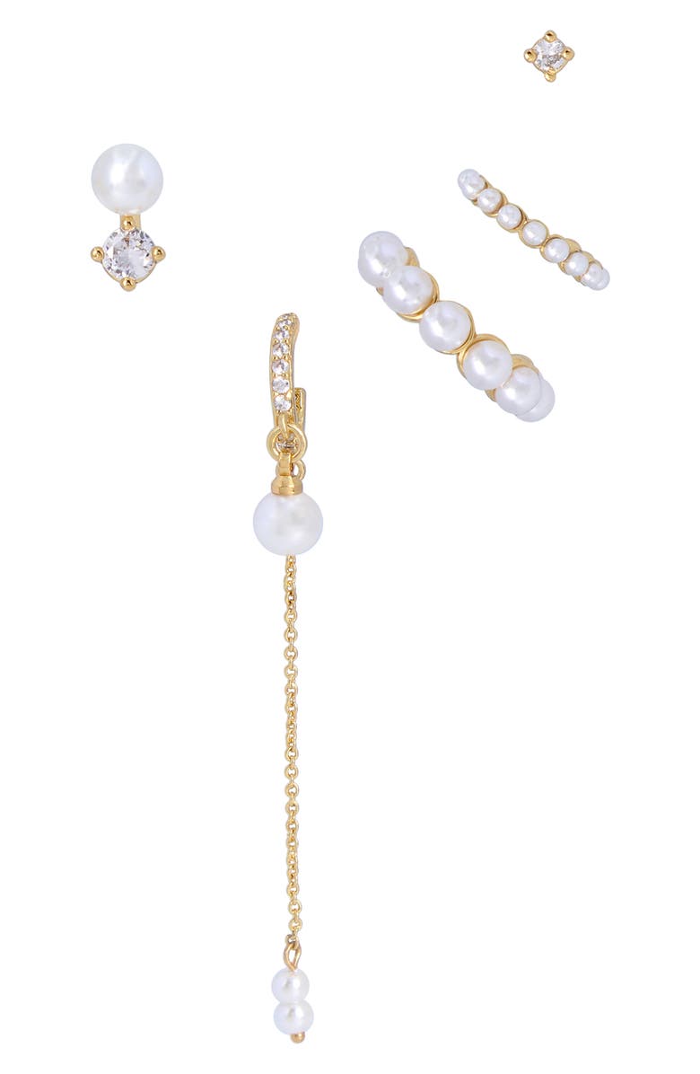 Kurt Geiger London Set of 5 Mismatched Imitation Pearl Earrings, Main, color, 