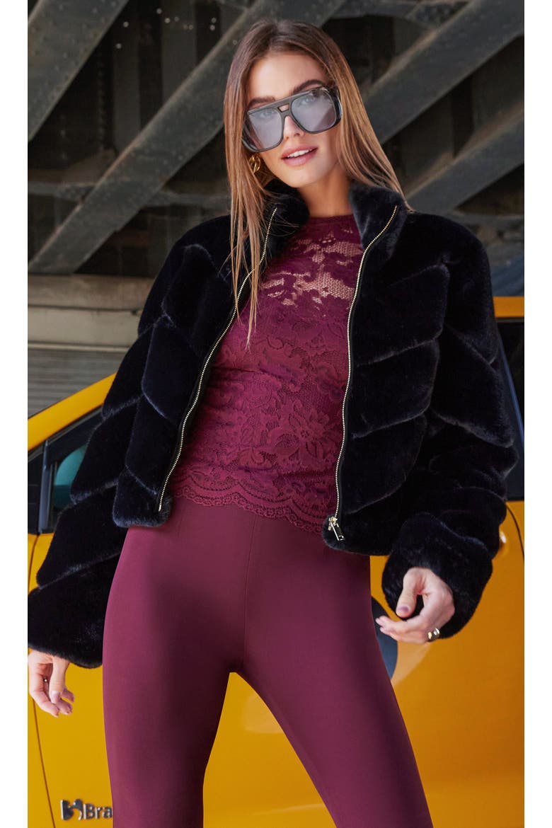 Brianna Faux Fur Jacket, Alternate, color, Black