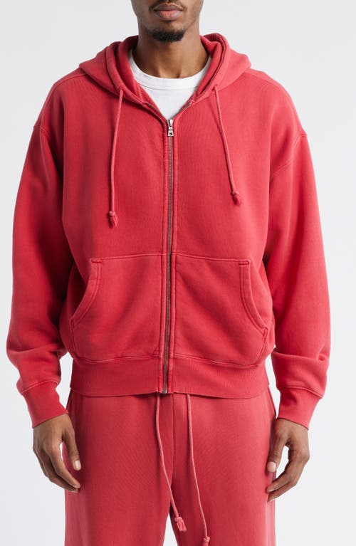 Elwood Core Oversize Terry Full Zip Hoodie In Red