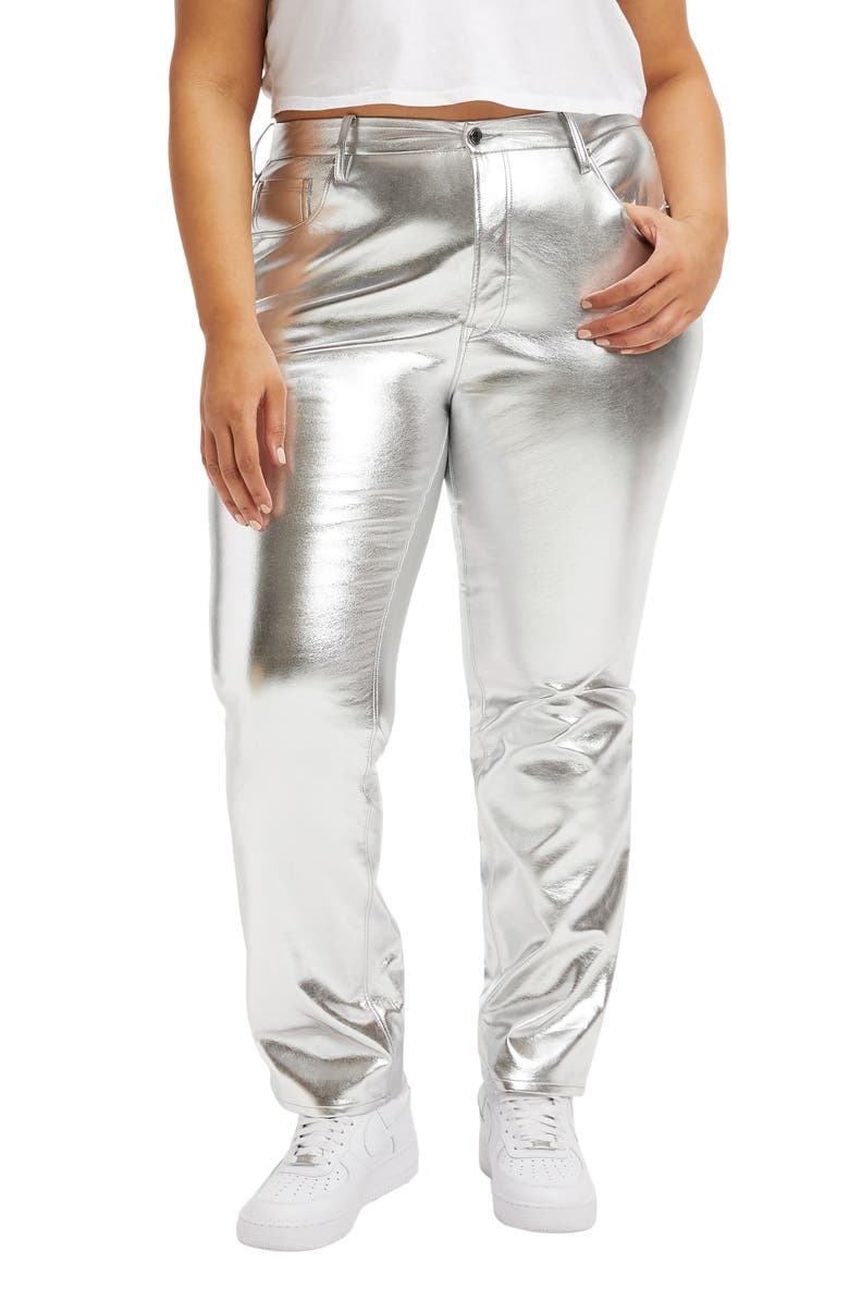 Good American Good Icon Faux Leather Pants, Alternate, color,