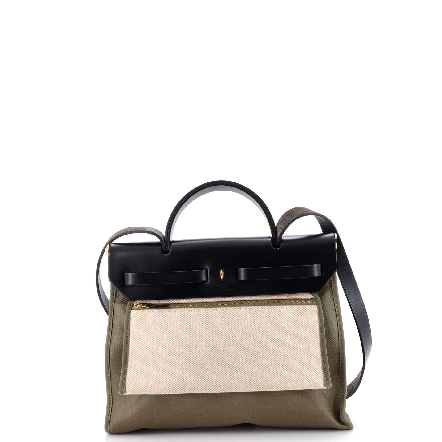 Pre-Owned Hermes Herbag Zip Leather and Toile 31, Alternate, color, Lichen