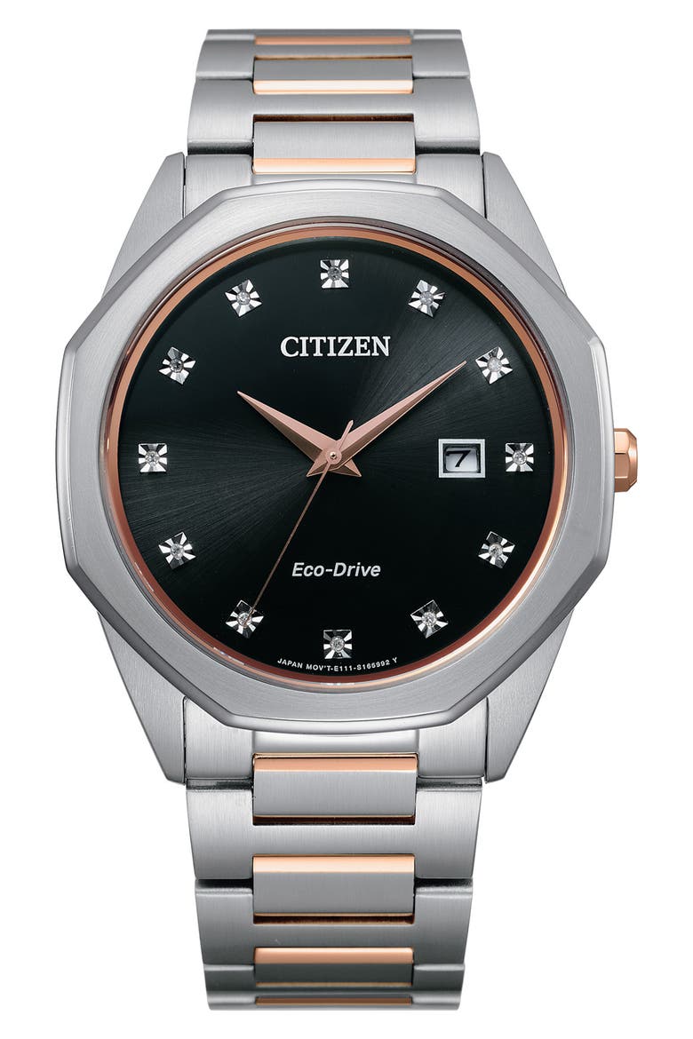 Men's Corso Two-tone Stainless Steel Diamond Dial Bracelet Watch, 39mm, Main, color, SILVER