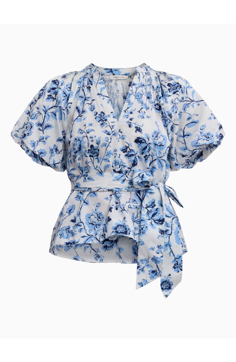 Rebecca Taylor Emelia Printed Blouse, Alternate, color, Alaskan Blue Multi