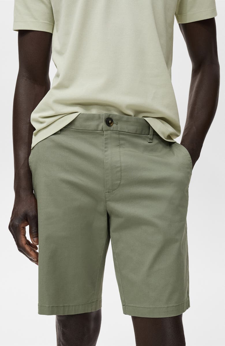 MANGO Flat Front Stretch Cotton Bermuda Shorts, Alternate, color, Green