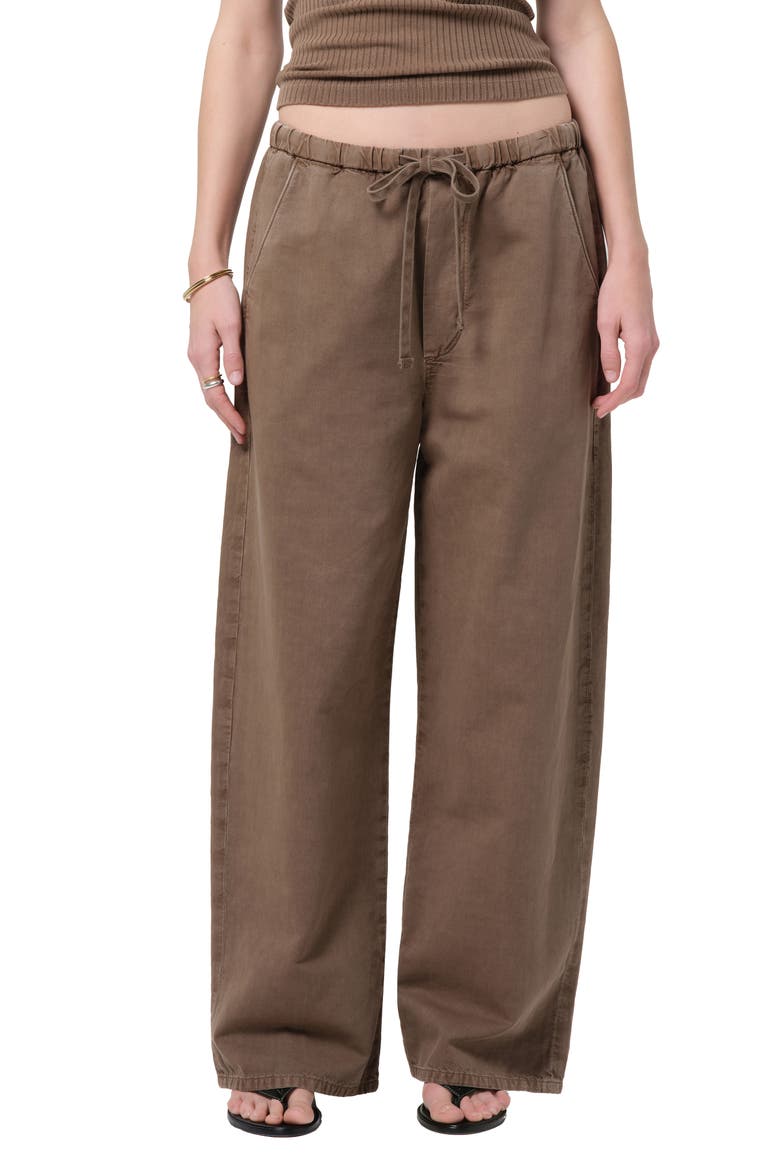 Aurora Pull-On Cotton & Hemp Pants, Main, color, COCOA MD BRWN
