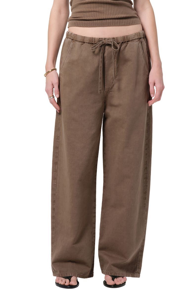 Citizens of Humanity Aurora Pull-On Cotton & Hemp Pants, Main, color, Cocoa Md Brwn