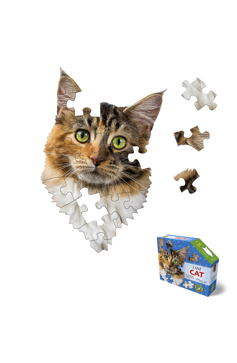Madd Capp I Am Cat 24 Piece Animal Head Shaped Puzzle, Main, color, Multicolored