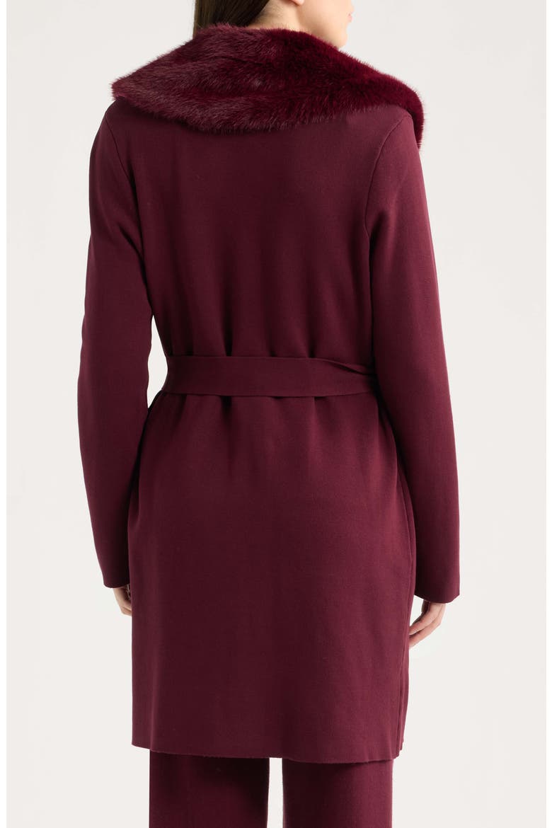 Faux Fur Collar Cardigan, Alternate, color, CRANBERRY