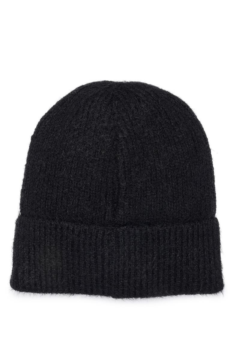 Nanette Lepore Heart Studs Knit Cuffed Beanie, Alternate, color, Black