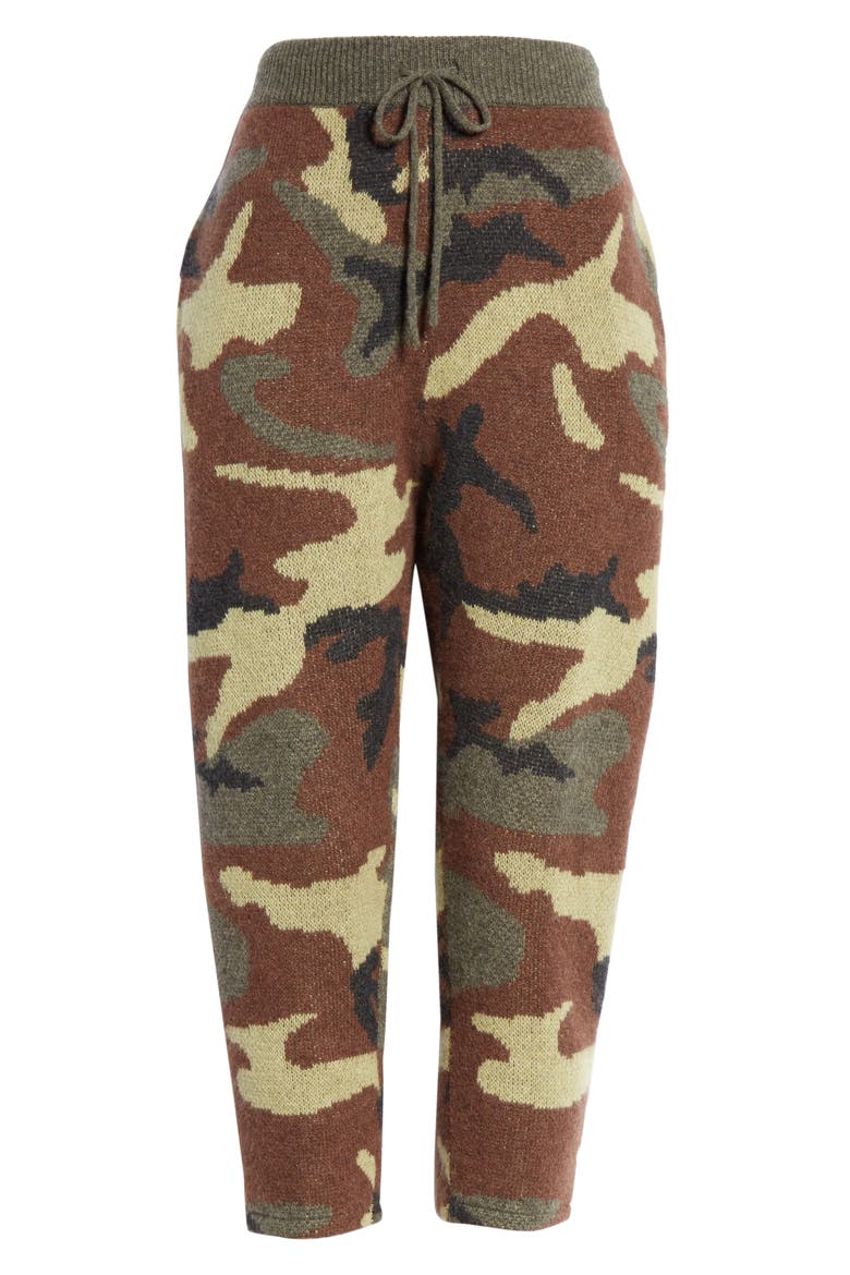 Camo Jacquard Cashmere Sweater Pants, Alternate, color, CAMO