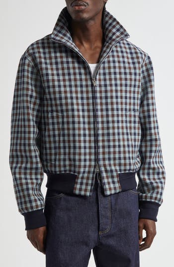 Bottega Veneta Gingham Check Blouson Jacket | Nordstrom