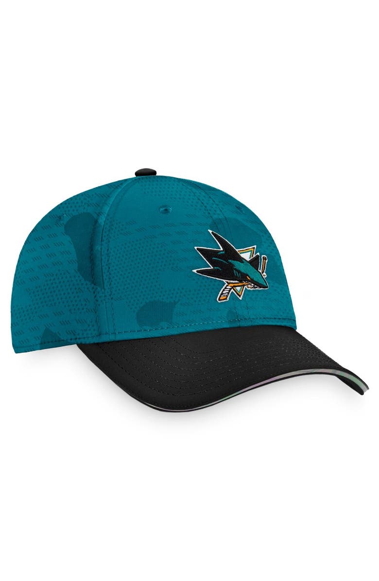 FANATICS Men's Fanatics Branded Teal/Black San Jose Sharks Authentic Pro Locker Room Flex Hat, Alternate, color,