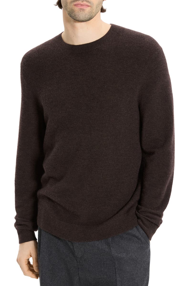 Theory Cyr Cashmere Crewneck Sweater, Main, color, Brownwood Melange