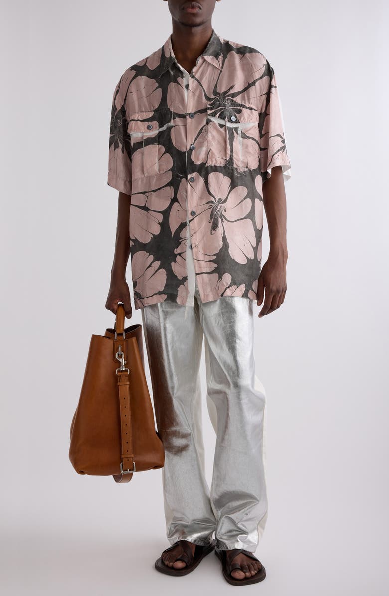 Dries Van Noten Cass Floral Silk Button-Up Shirt, Alternate, color, Dessin A