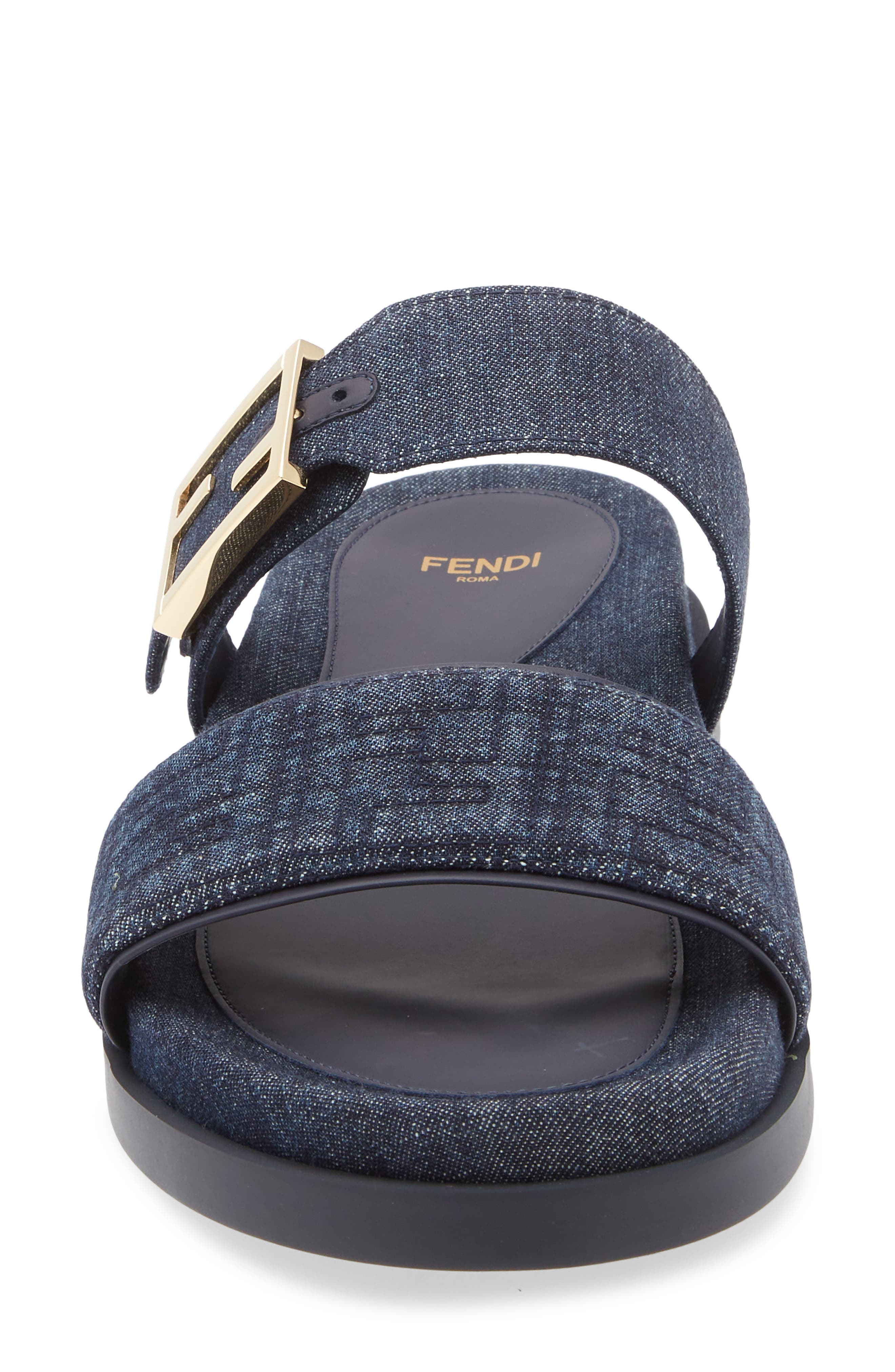 Fendi Feel Footbed Slide Sandal, Alternate, color, Blue