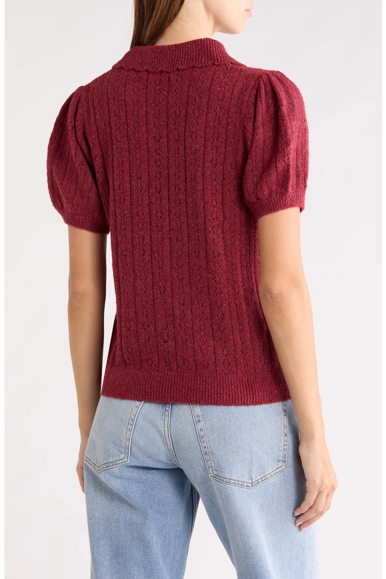 Sophie Pointelle Polo Sweater, Alternate, color, CABERNET