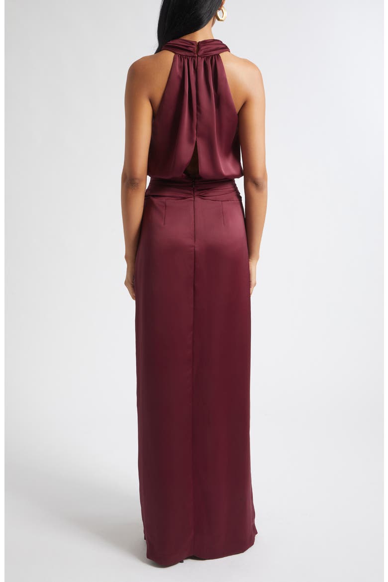 Charmayne Sleeveless Satin Gown, Alternate, color, CRANBERRY