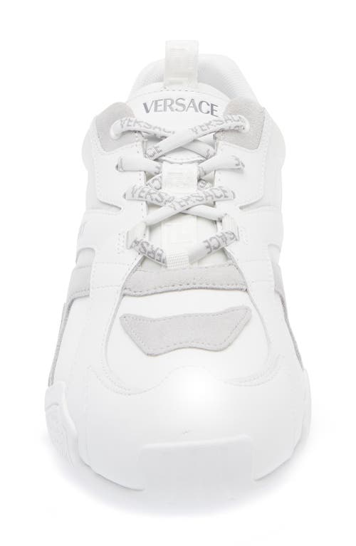Versace Galaxia Leather Low-top Sneakers In White Concrete