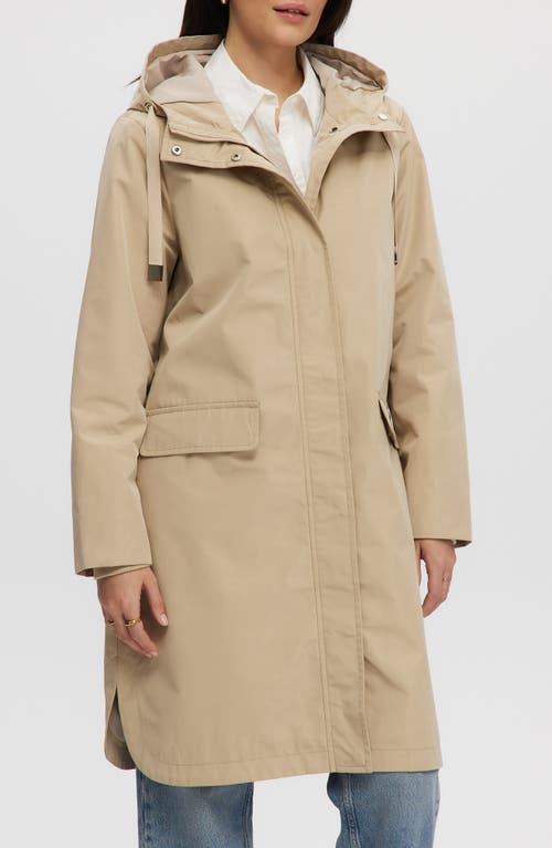 Noize Mid Length Rain Coat In Taupe