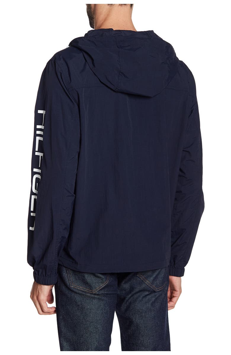 Tommy Hilfiger Taslan Retro Half-Zip Hooded Pullover, Alternate, color, Navy