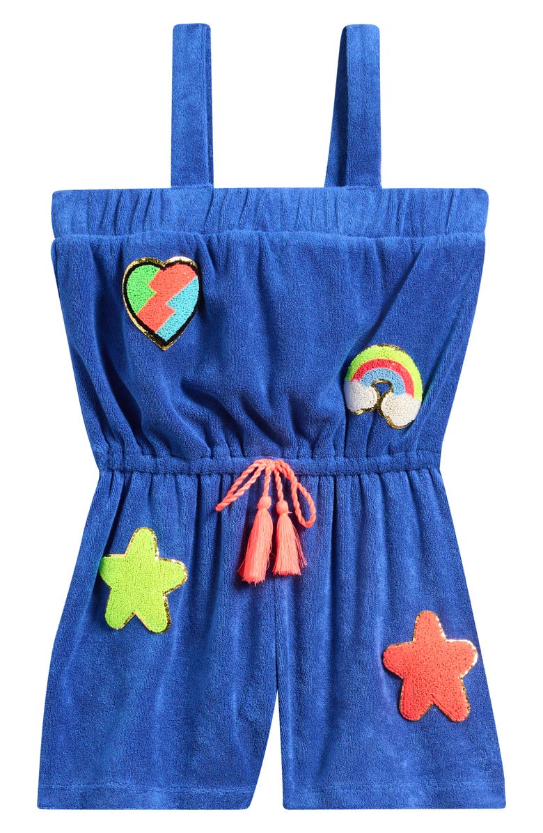 Truly Me Kids' Patch Terry Cloth Romper, Main, color, Blue
