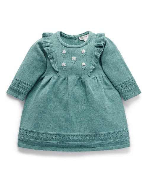 Purebaby Primrose Knitted Dress In Green