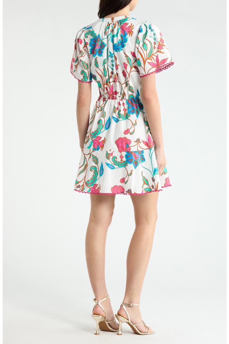 Izzie Floral Bouse Shift Minidress, Alternate, color, WHITE-FUCHSIA