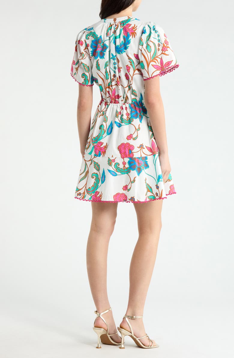 SUGARLIPS Izzie Floral Bouse Shift Minidress, Alternate, color, White-Fuchsia