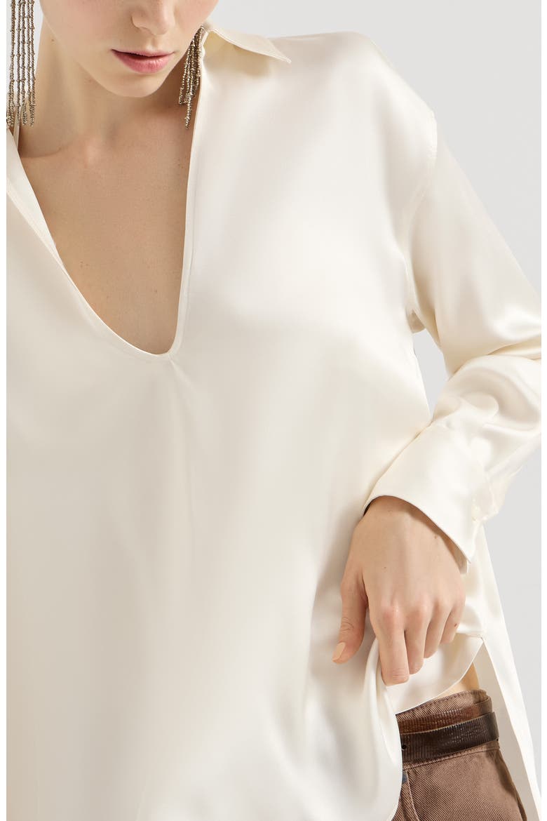 Silk satin blouse, Alternate, color, Panama