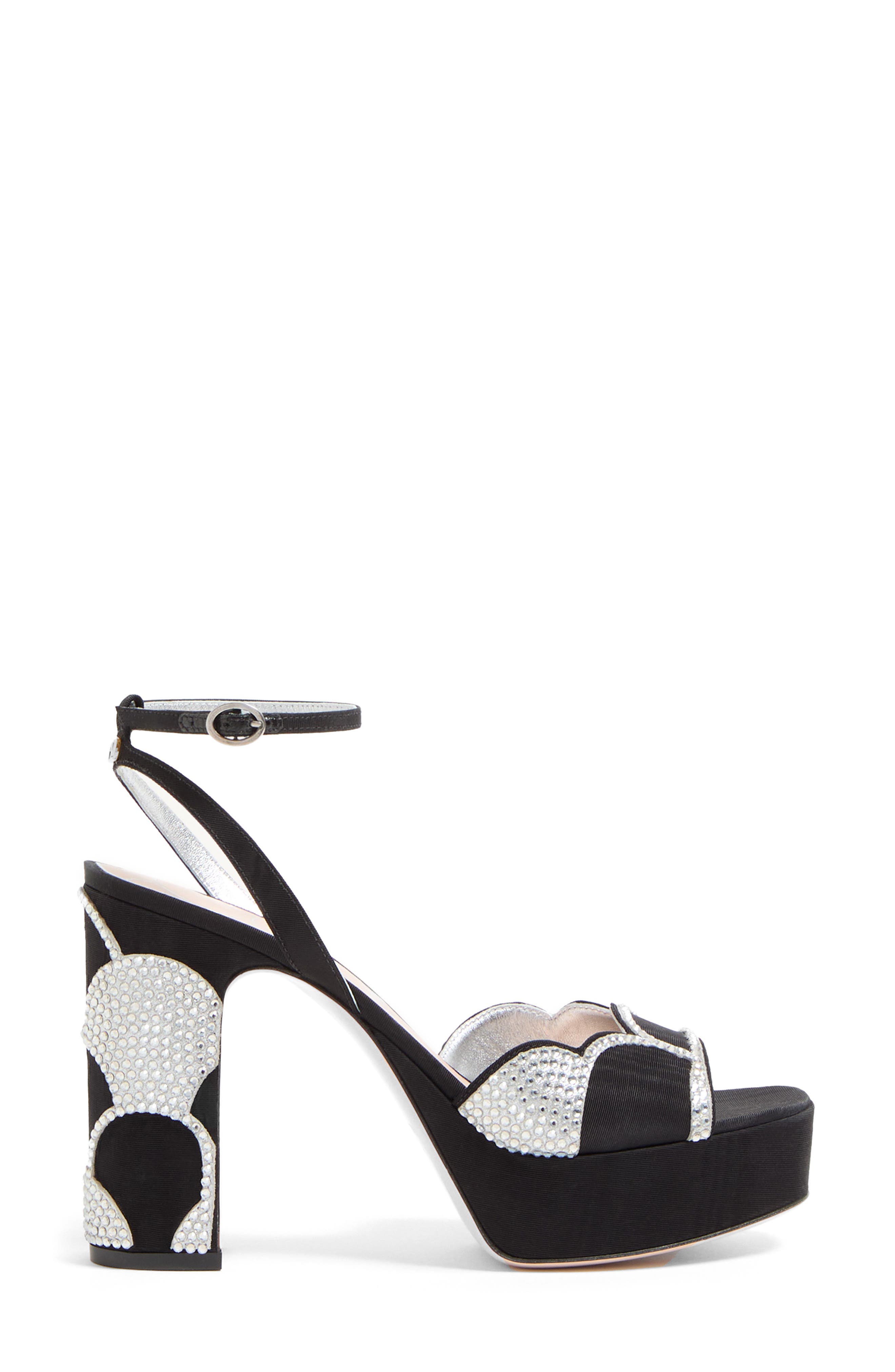 Valentino Garavani Bowow Platform Sandal, Alternate, color, Black/ Silver