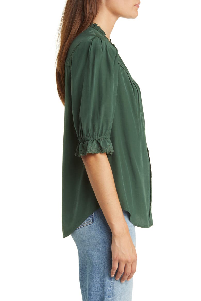 Eyelet Accent Top (Nordstrom Exclusive), Alternate, color, BOTTLE GREEN